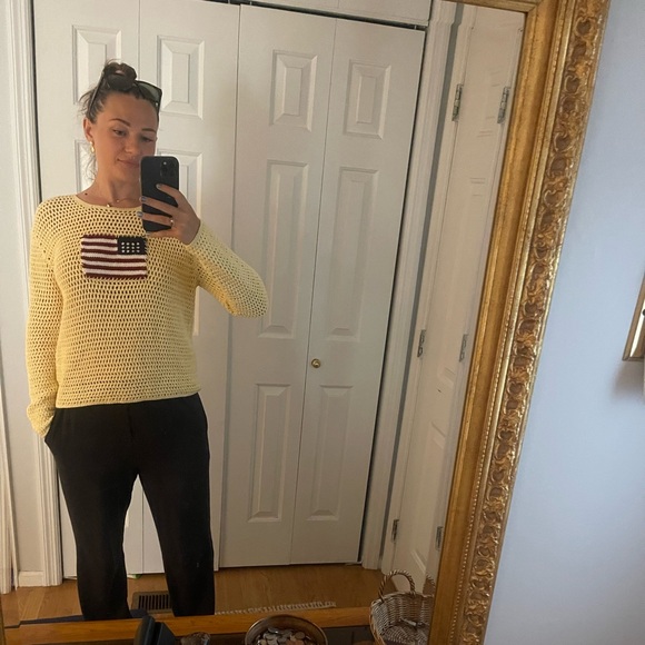 Vintage Christopher& Banks Knitted by hand American flag sweater approx size L - Picture 2 of 6